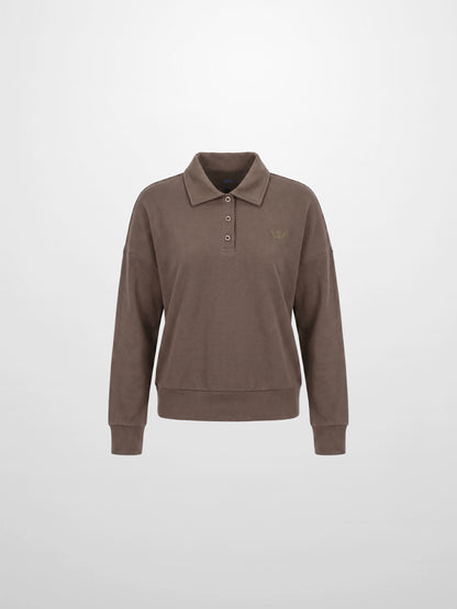 Collared Bomber Tee-Taupe