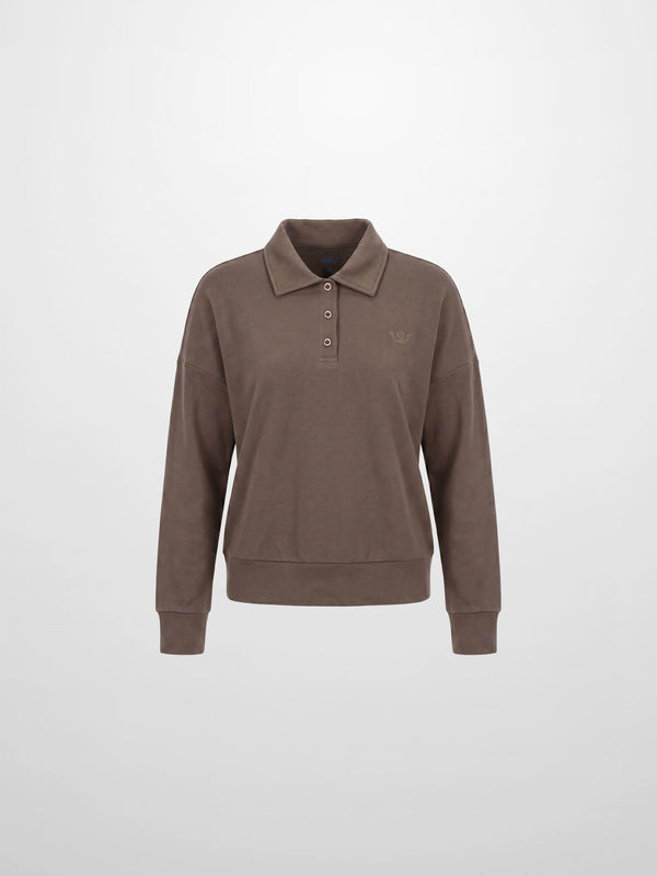 Collared Bomber Tee-Taupe