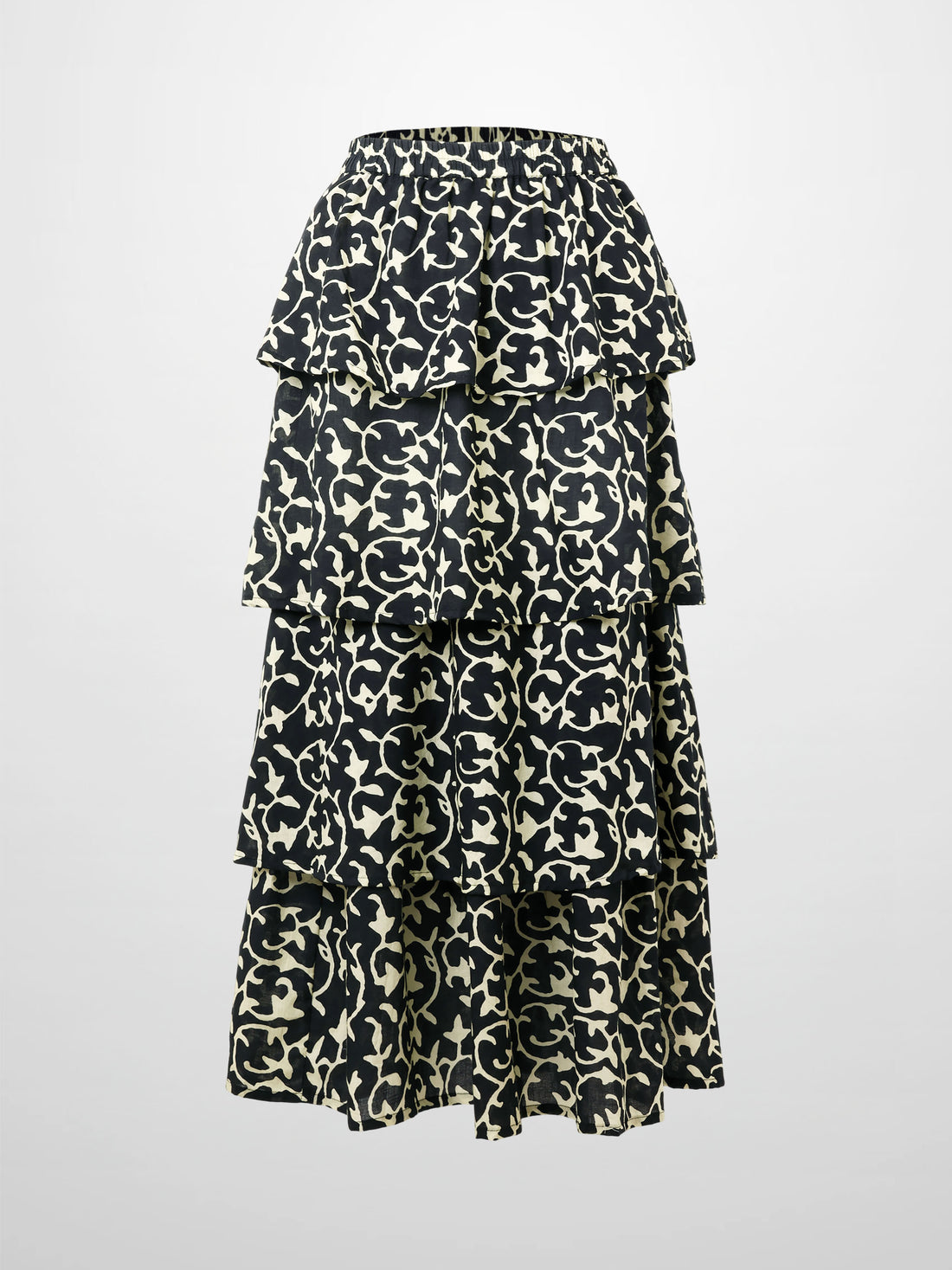 Ruched Top Layered Skirt-Navy Vines