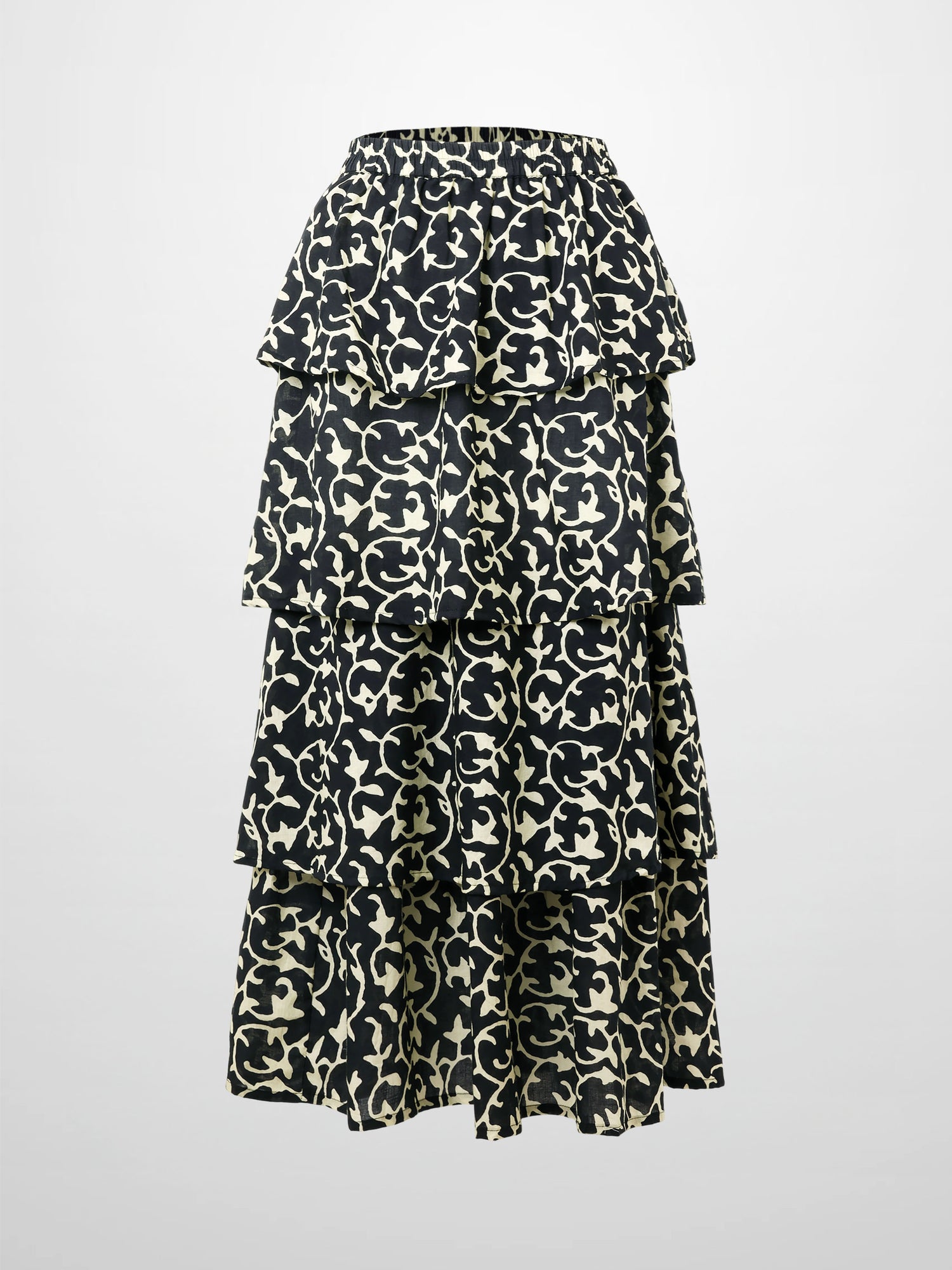 Ruched Top Layered Skirt-Navy Vines