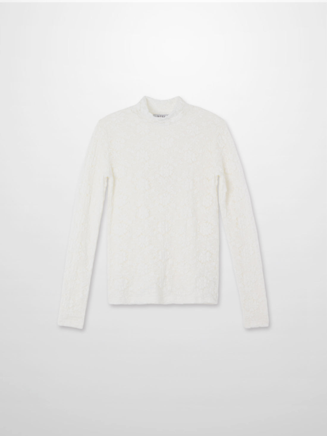 Lace Mock Neck Turtleneck-White