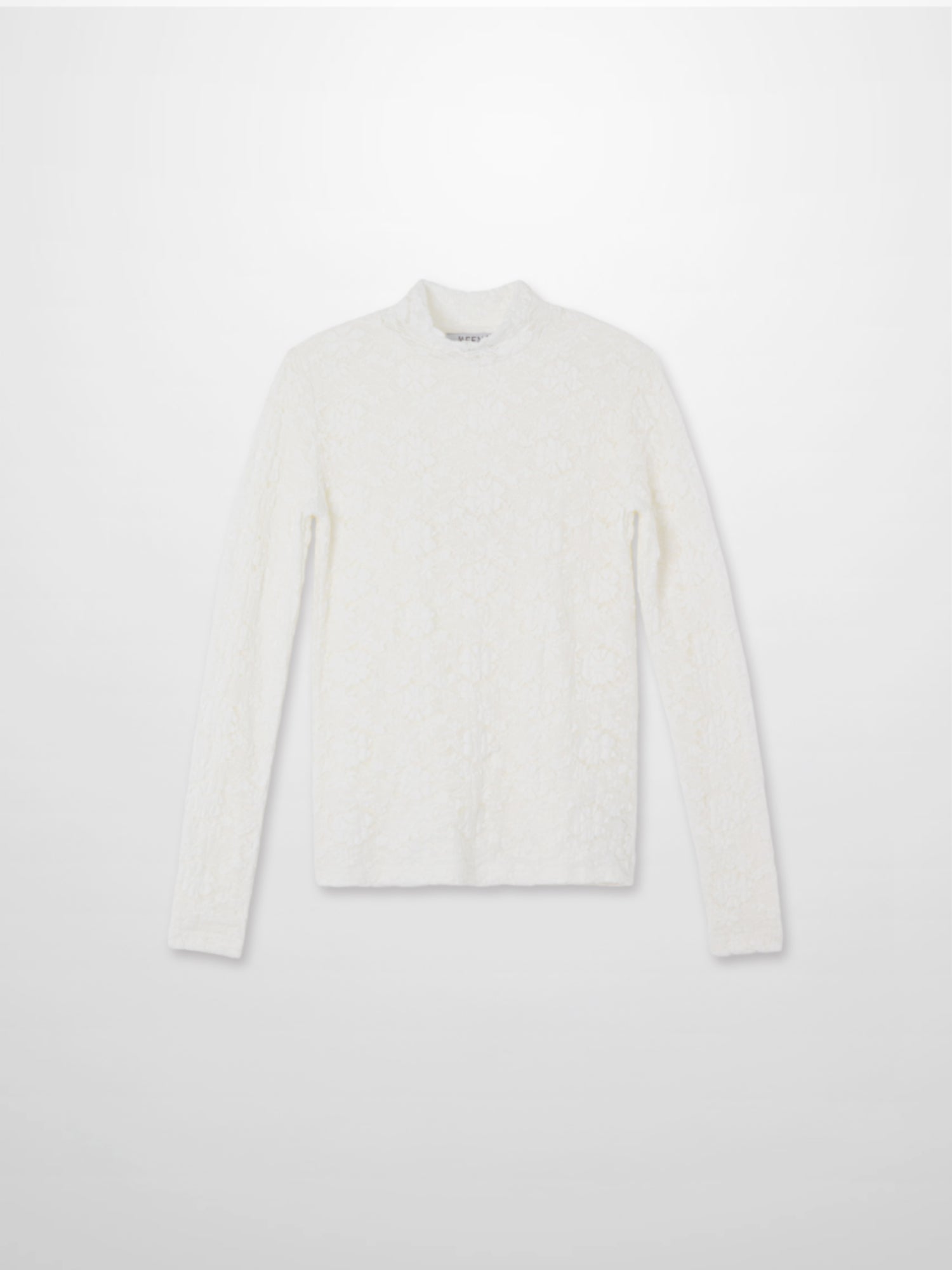 Lace Mock Neck Turtleneck-White