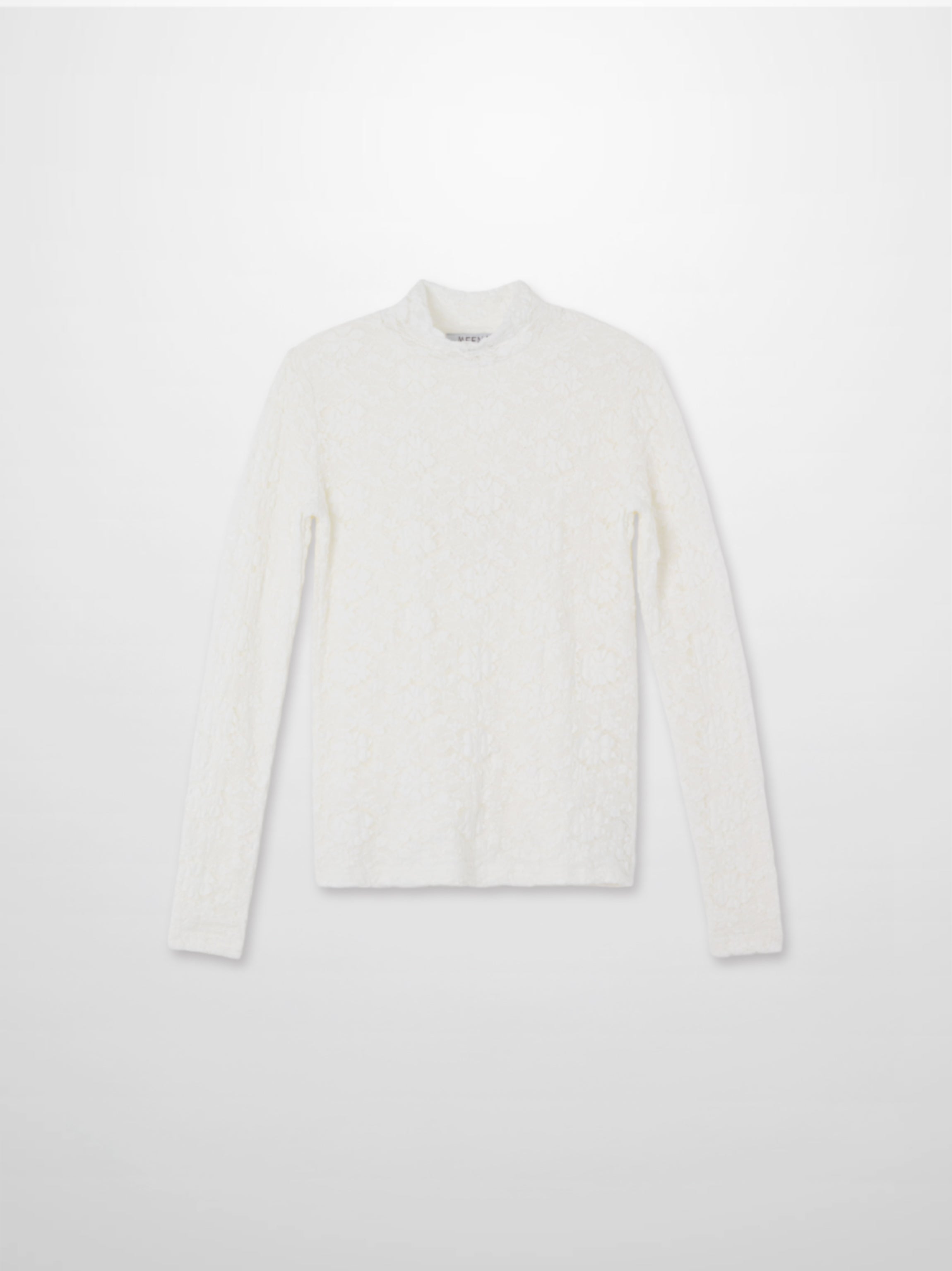 Lace Mock Neck Turtleneck-White