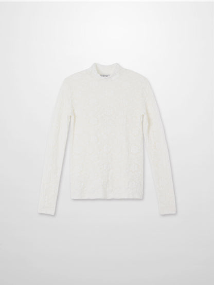 Lace Mock Neck Turtleneck-White
