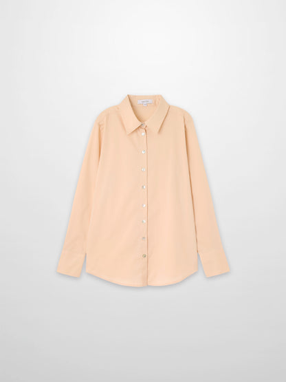 Cotton Button Down Blouse-Bone