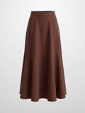 Twill Trumpet Skirt-Brown