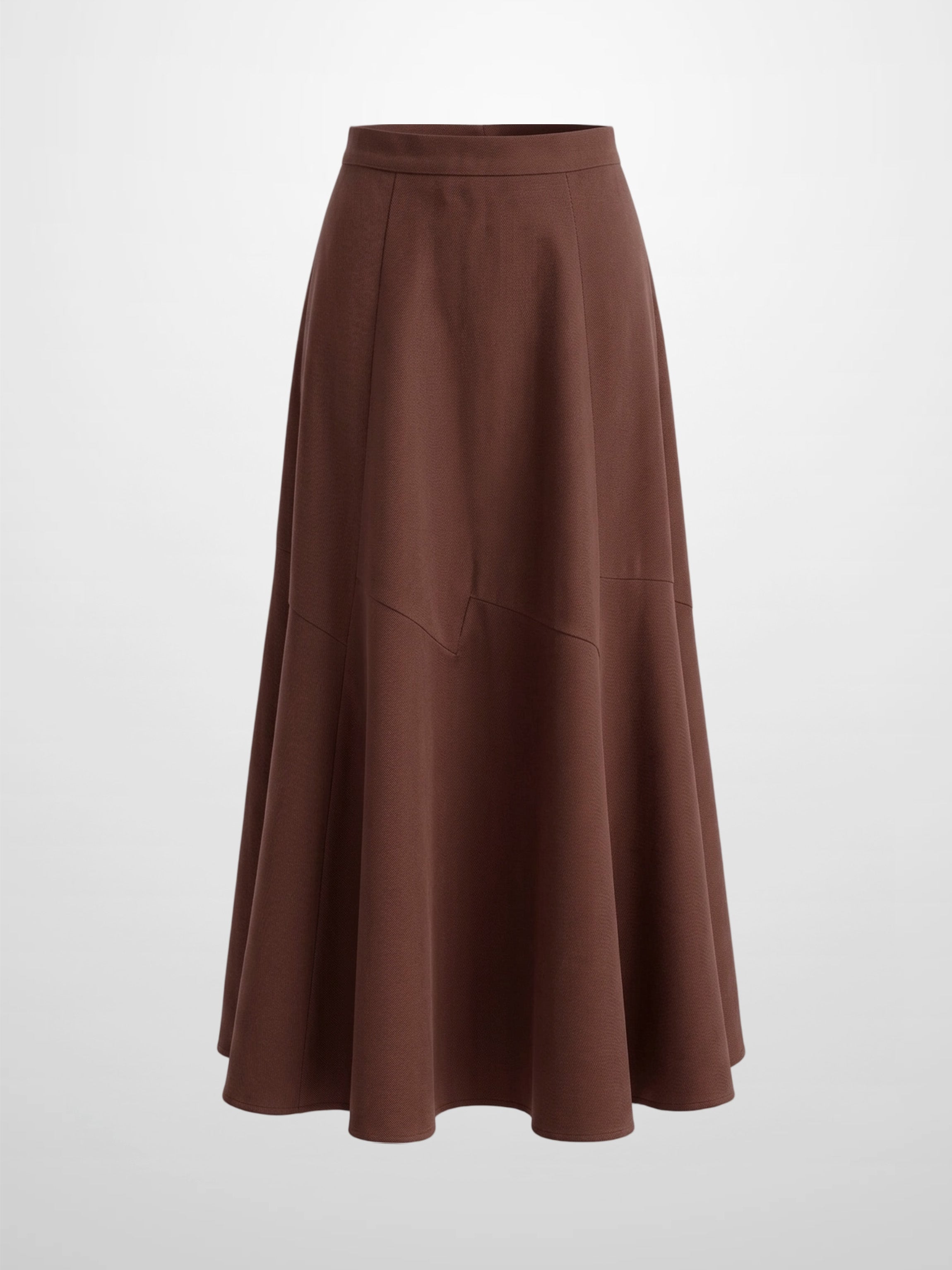 Twill Trumpet Skirt-Brown