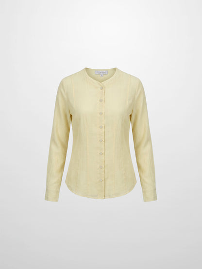 High V Neck Blouse-Cream