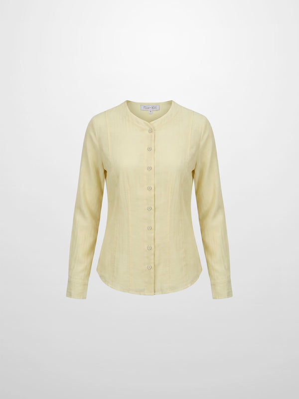 High V Neck Blouse-Cream