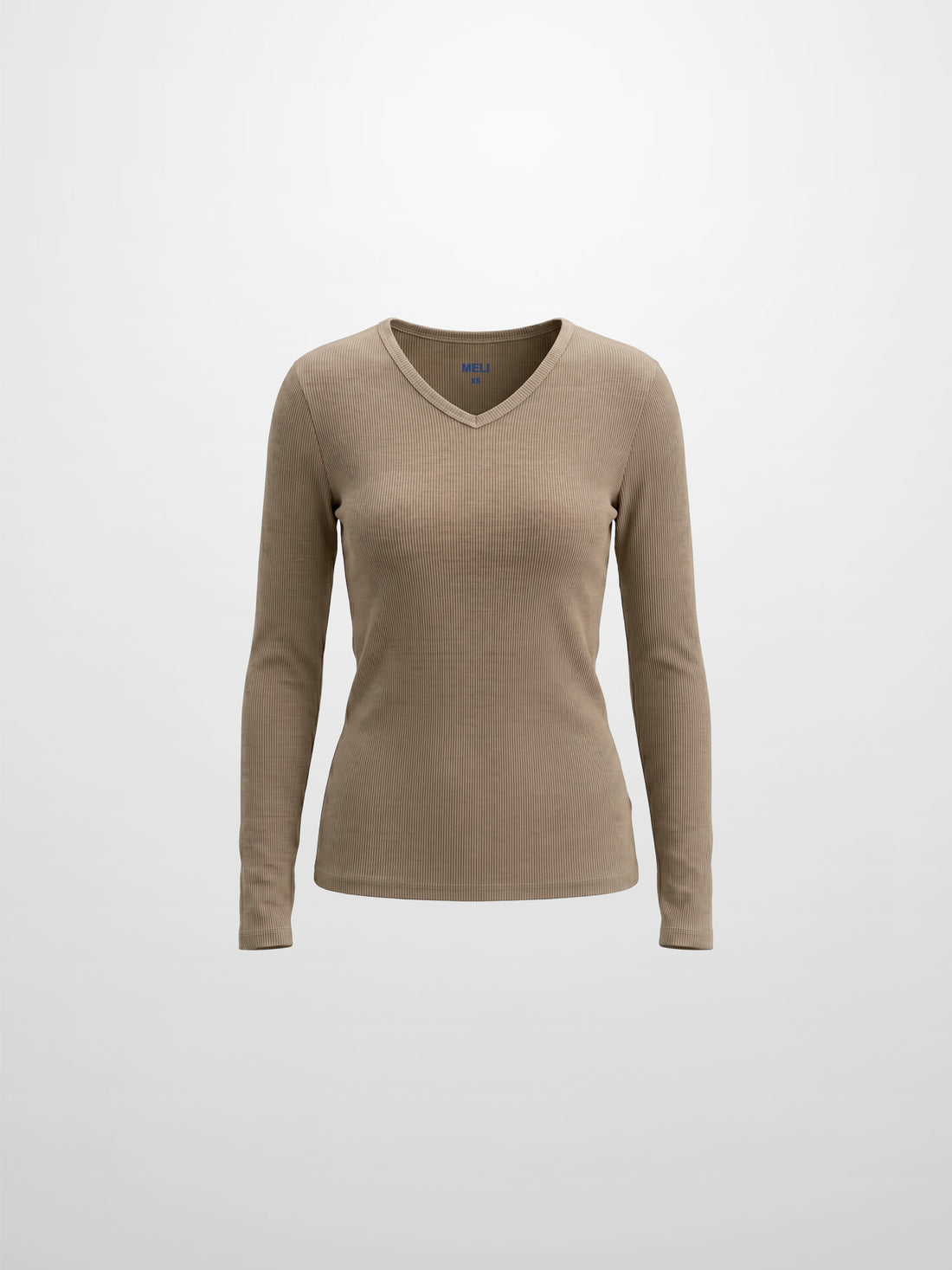 Soft Ribbed High V Tee-Taupe