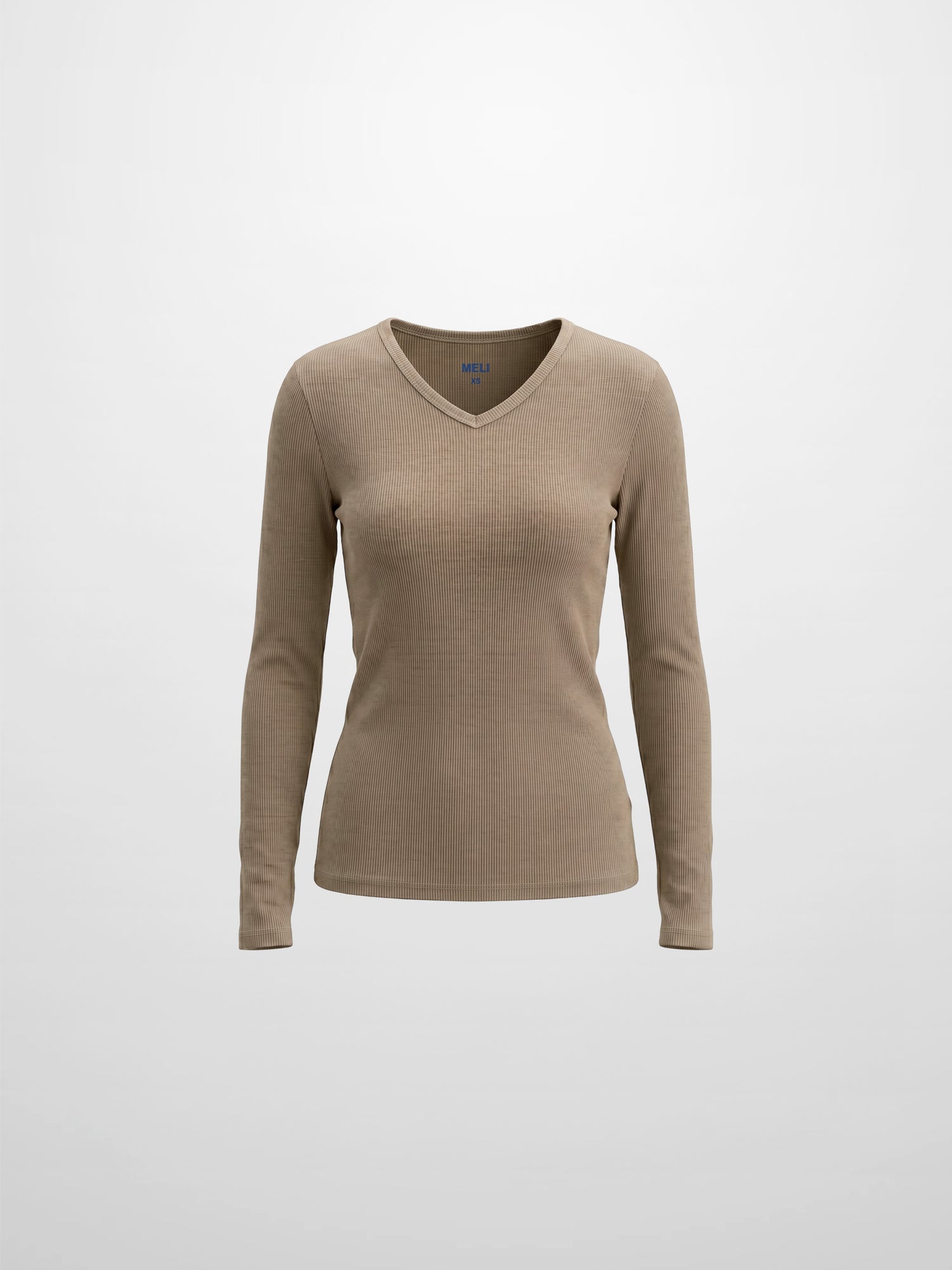 Soft Ribbed High V Tee-Taupe