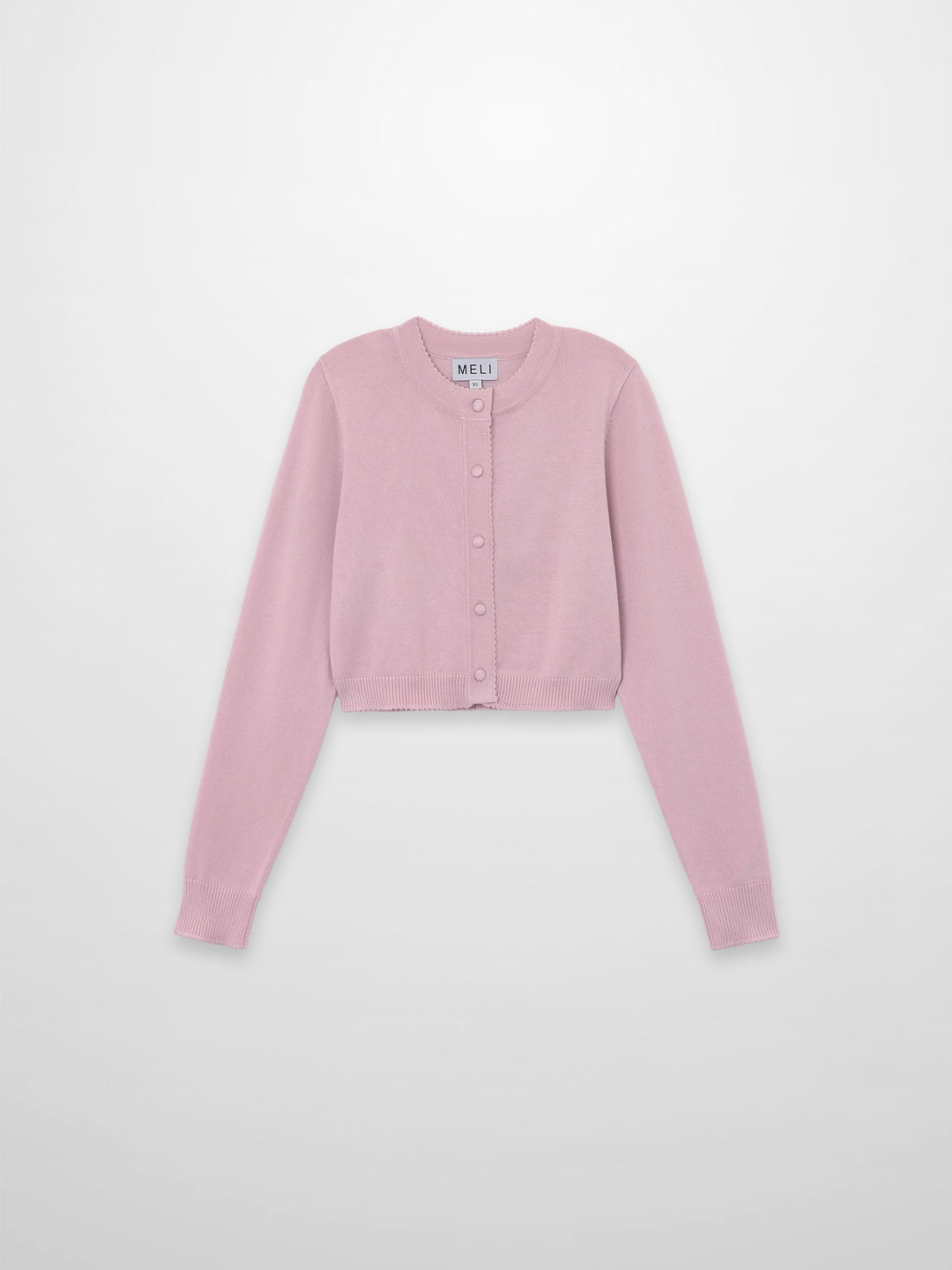 Trim Detail Crew Crop Cardigan-Mauvey Pink