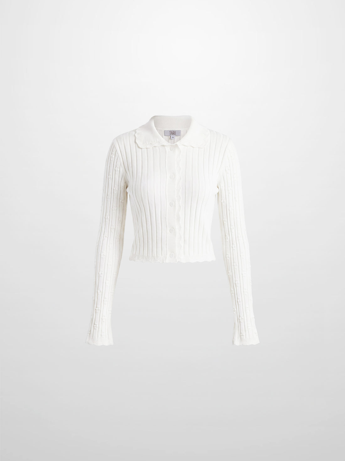 Scalloped Edge Cardigan-Cream
