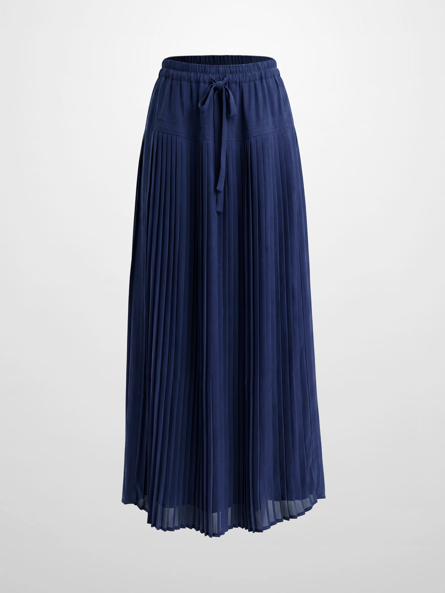 Chiffon Drop Waist Pleat Skirt-Navy