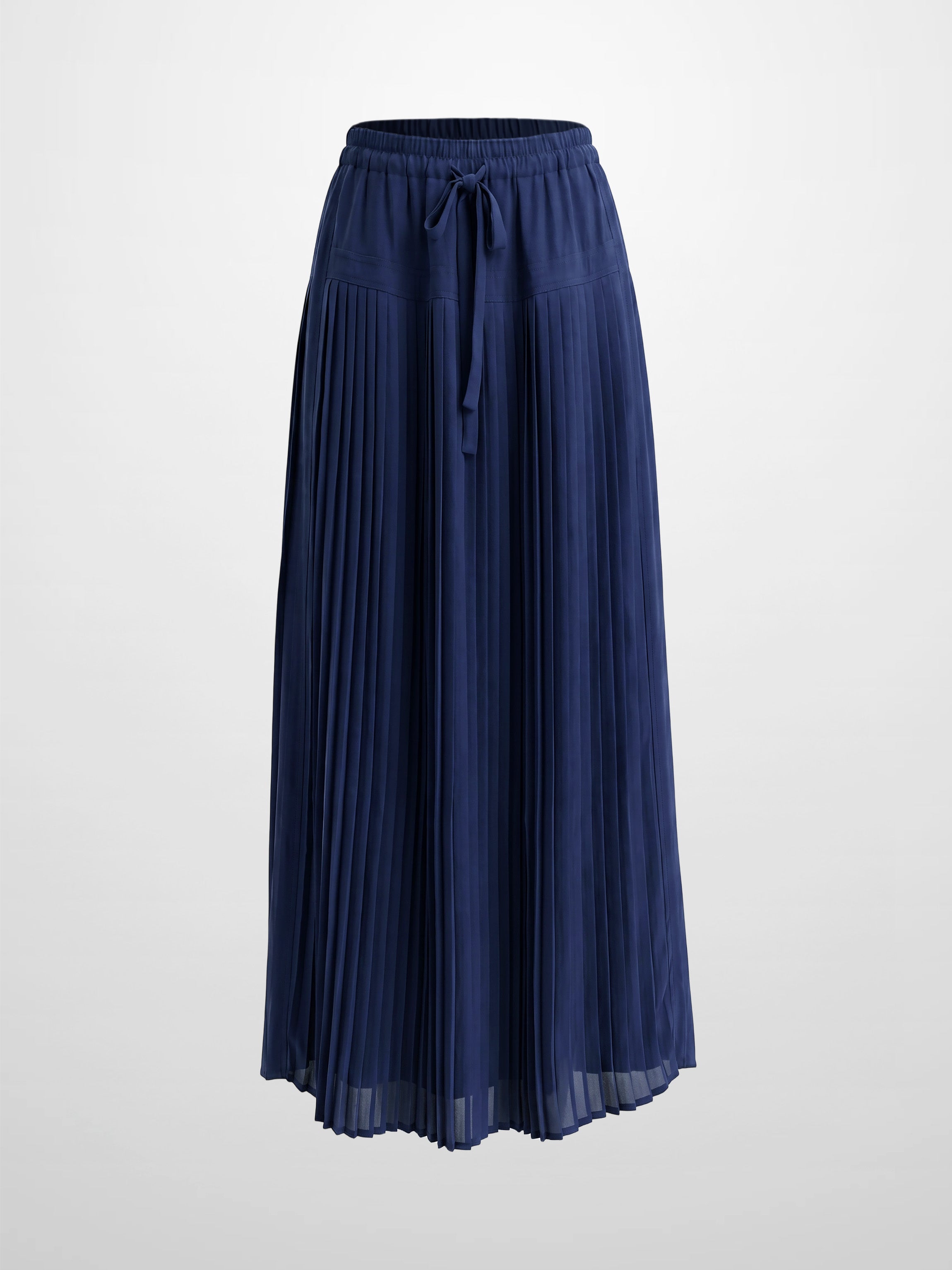 Chiffon Drop Waist Pleat Skirt-Navy