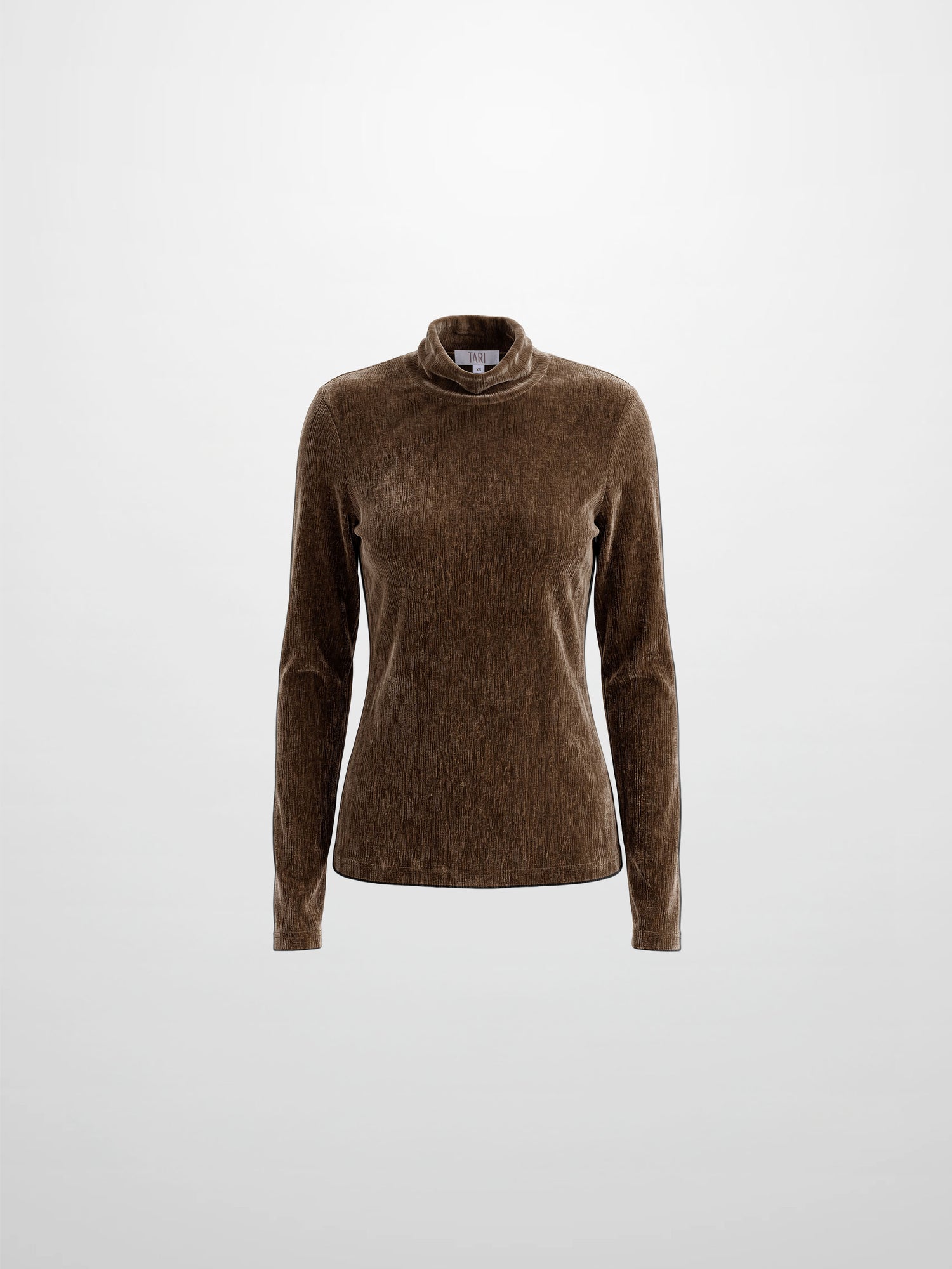 Textured Velour Turtleneck - Taupe