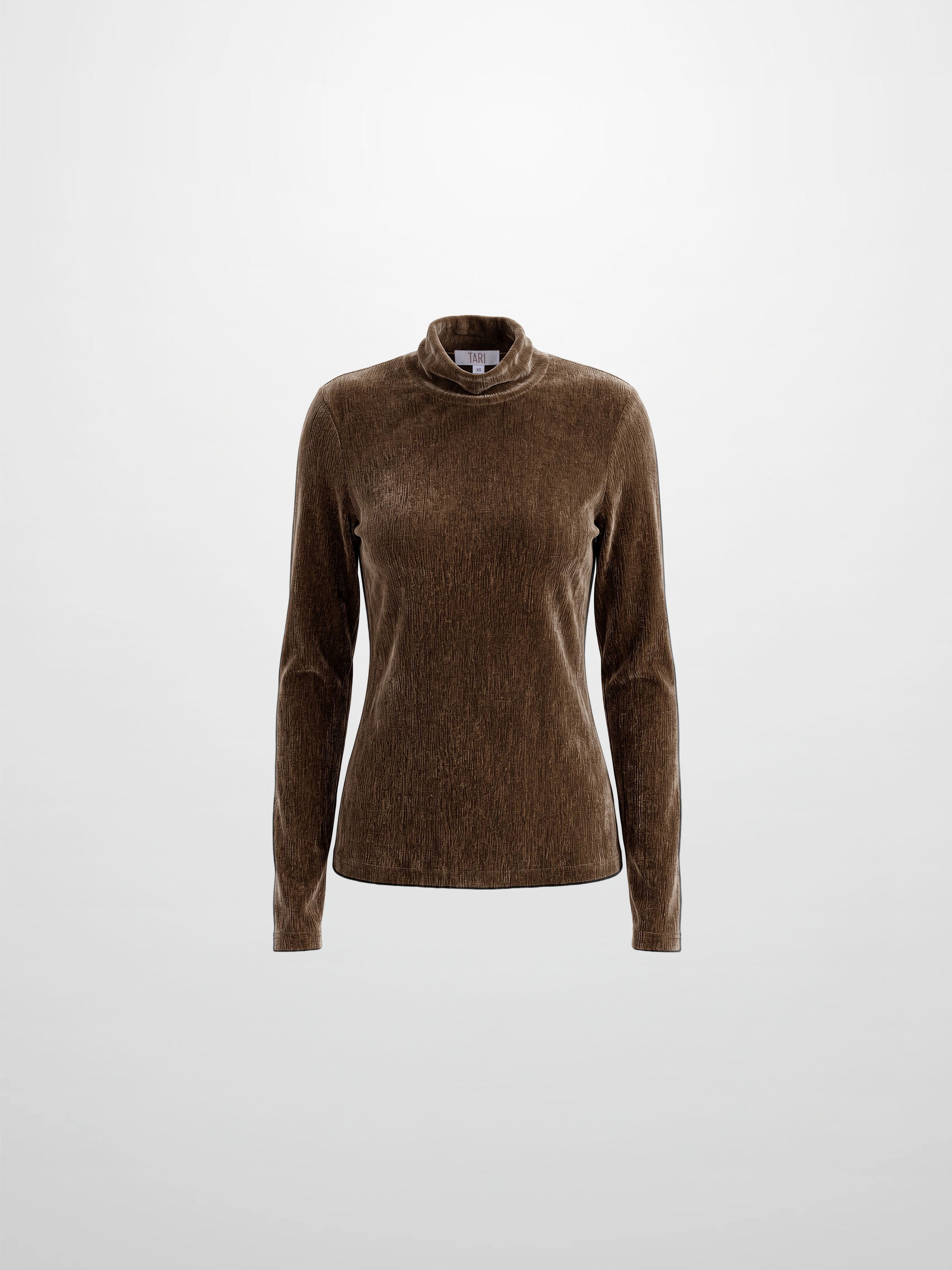 Textured Velour Turtleneck - Taupe