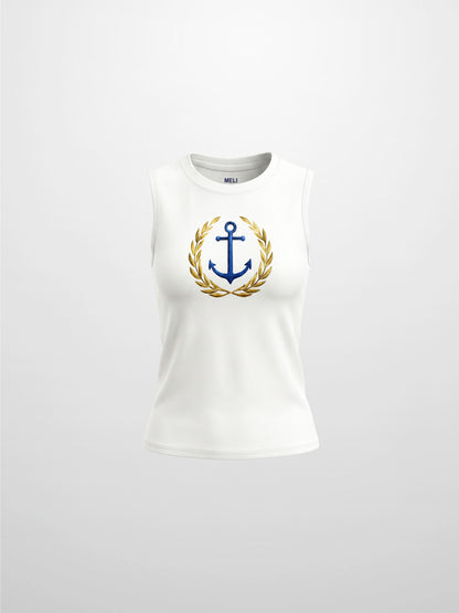 Sleeveless Tee-Sailor Emblem
