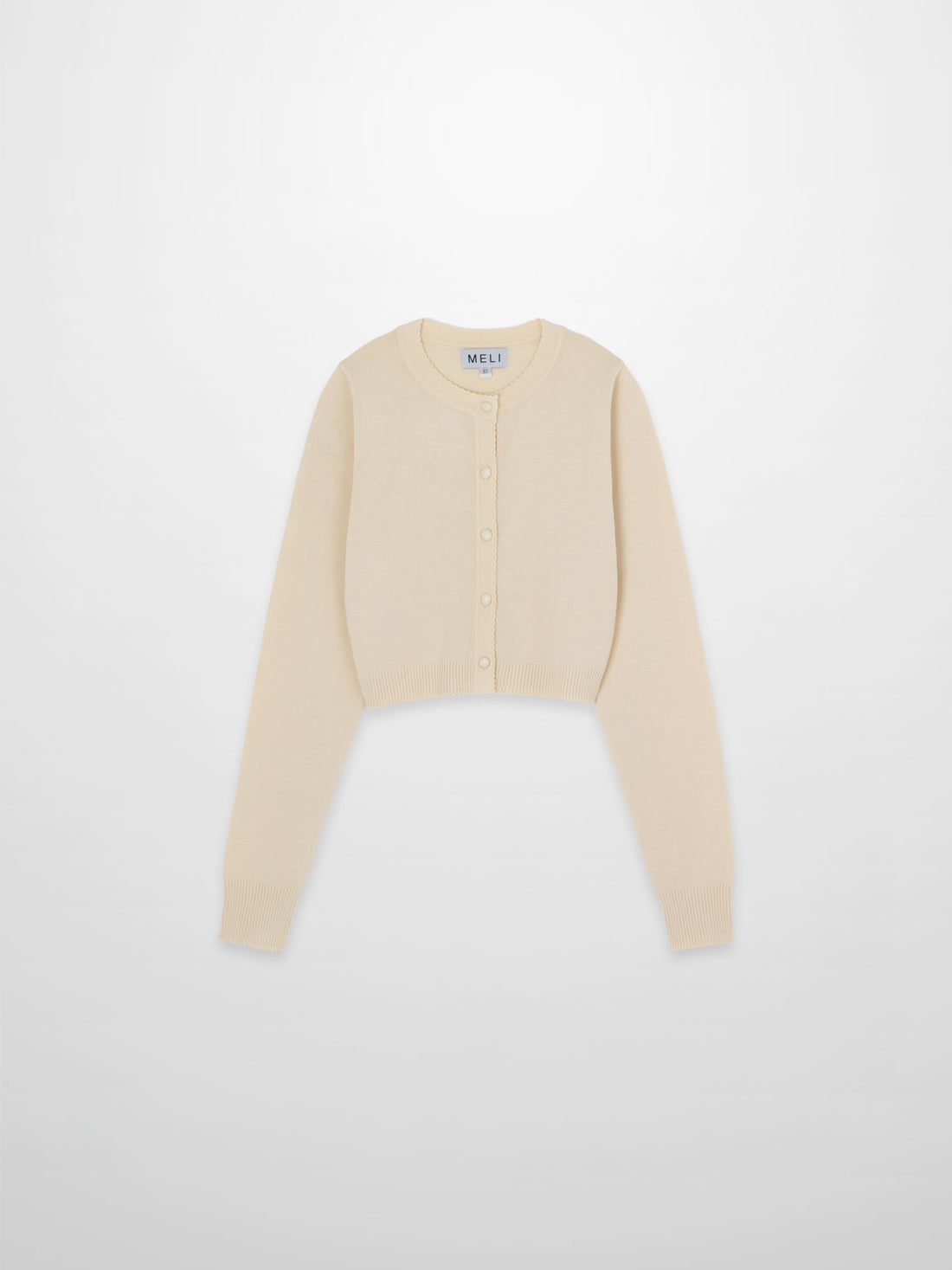 Trim Detail Crew Crop Cardigan-Ivory