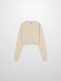 Trim Detail Crew Crop Cardigan-Ivory