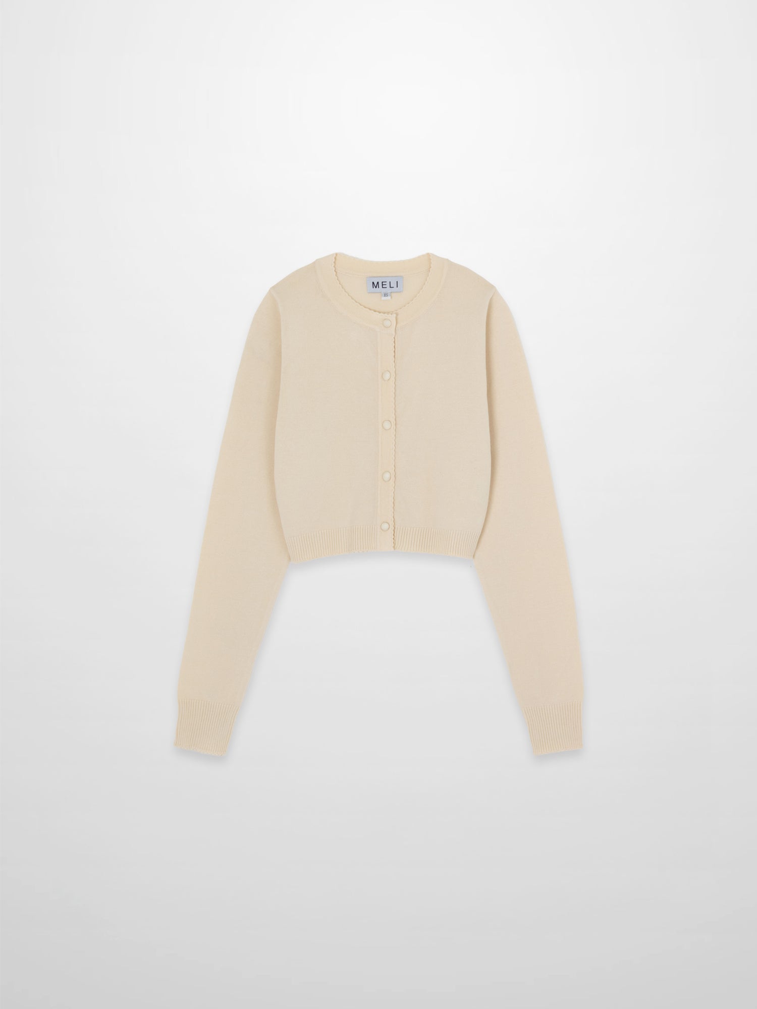 Trim Detail Crew Crop Cardigan-Ivory