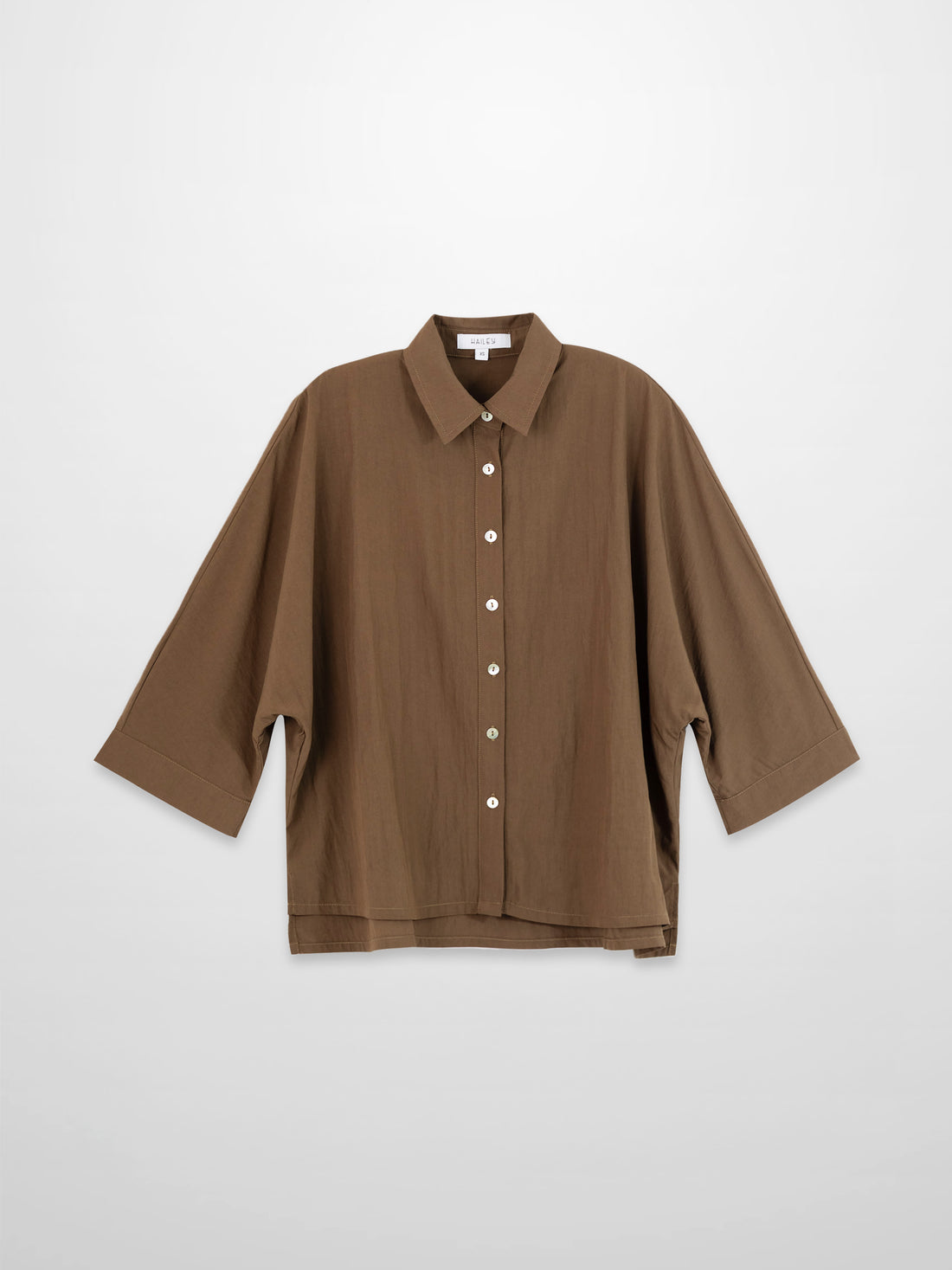 Boxy Dolman Sleeve Crinkle Blouse-Brown