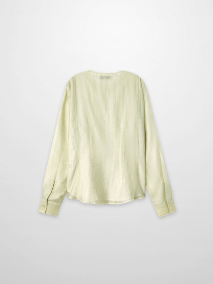 High V Neck Blouse-Mint