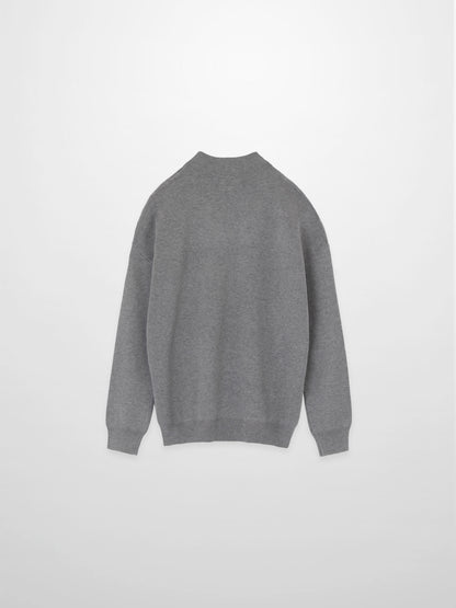 Mock Neck Thin Knit Sweater-Grey
