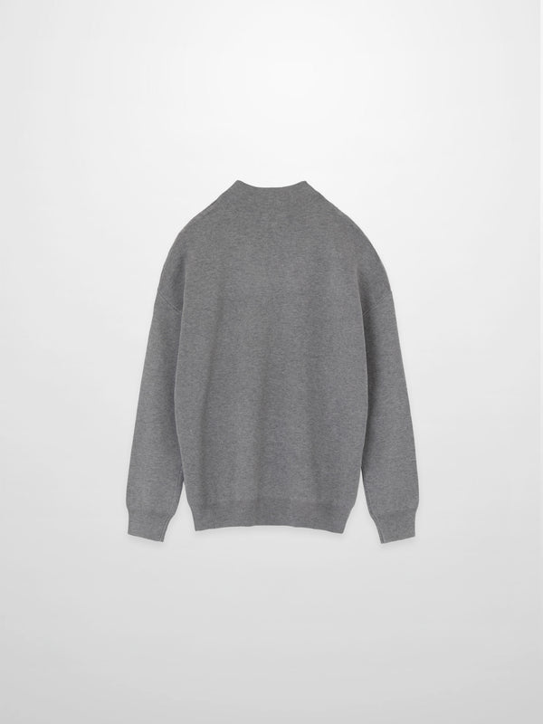 Mock Neck Thin Knit Sweater-Grey