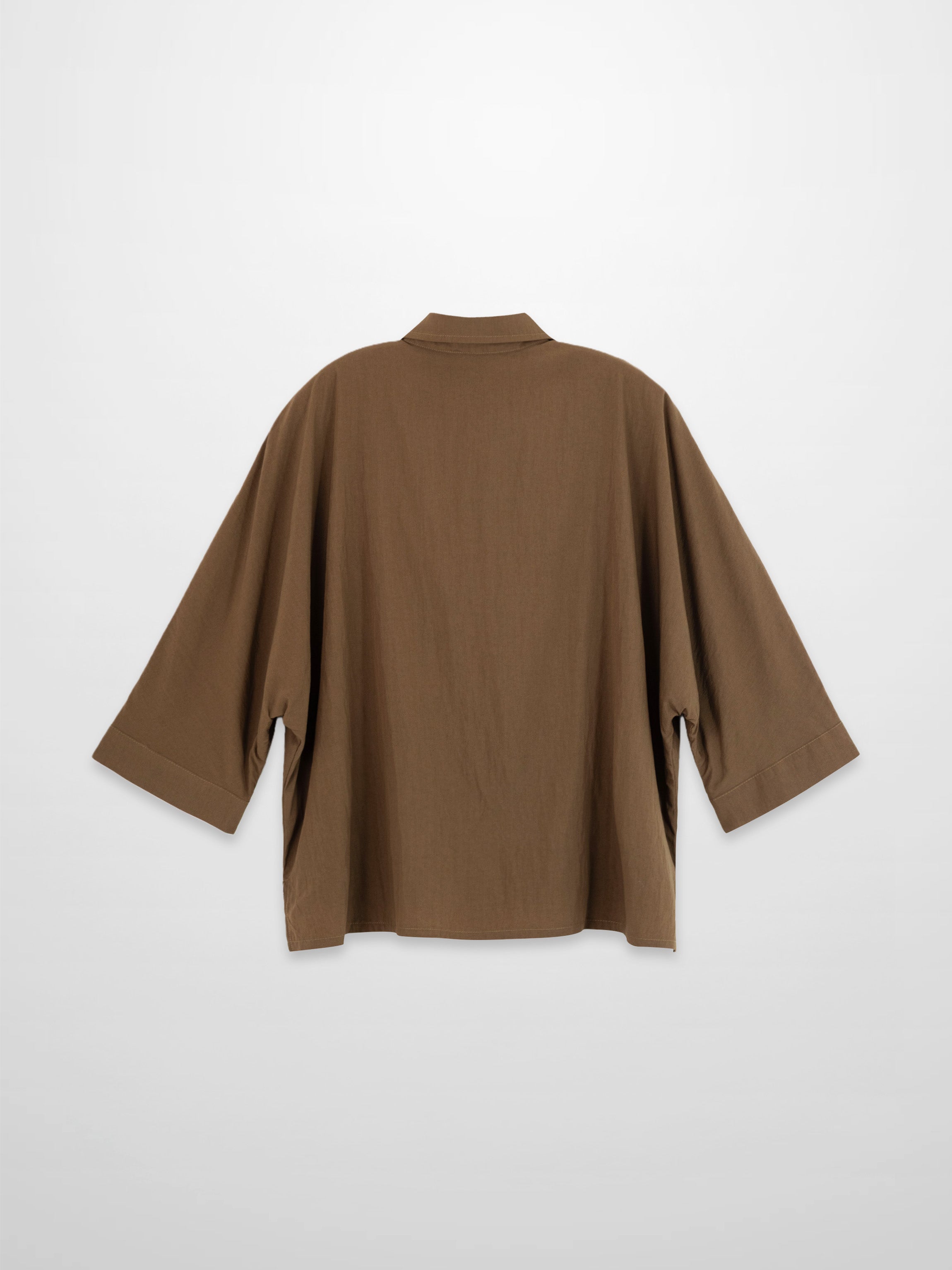 Boxy Dolman Sleeve Crinkle Blouse-Brown