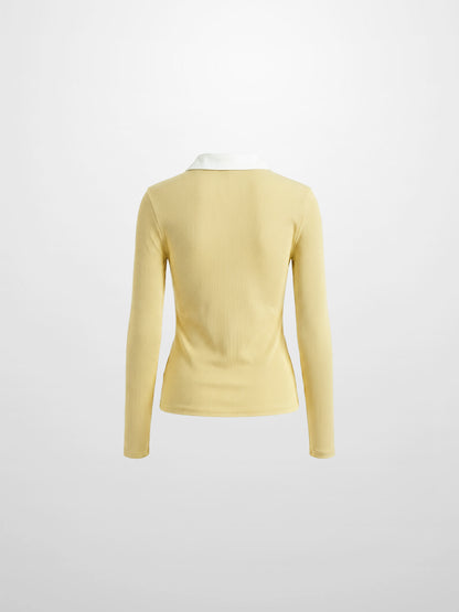 White Collar Polo-Butter Yellow