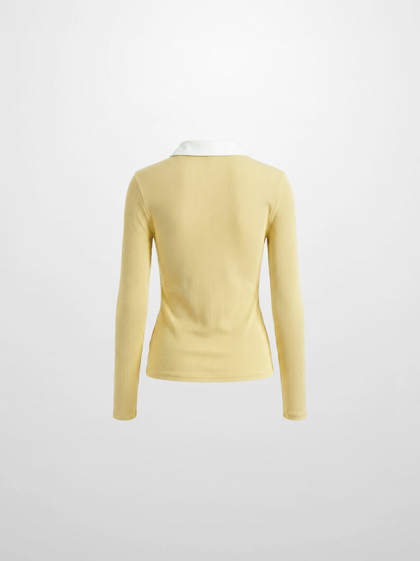 White Collar Polo-Butter Yellow