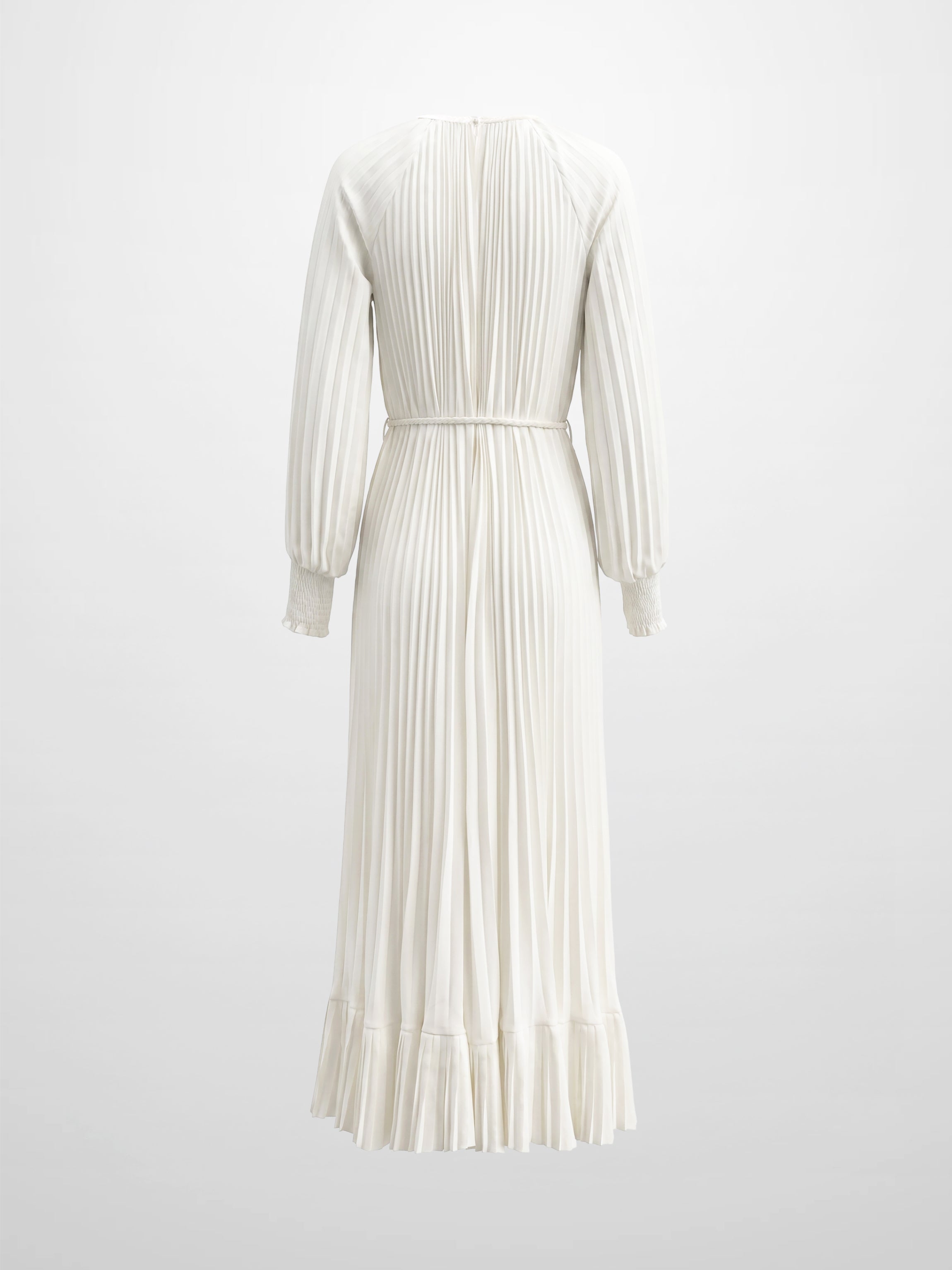 Micro Pleat Dress-White