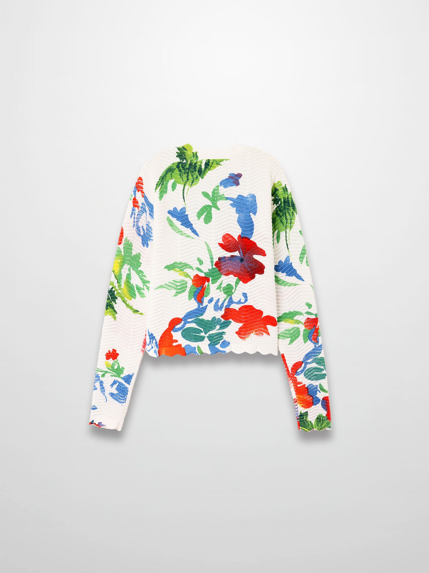 Printed Wave Cardigan-Coral Flower