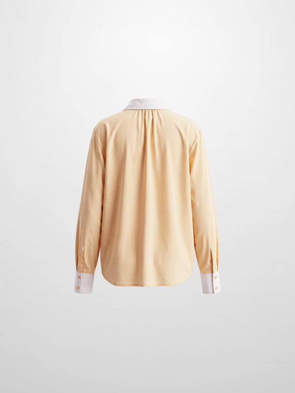 White Collar Mini Dot Shirt-Yellow/White
