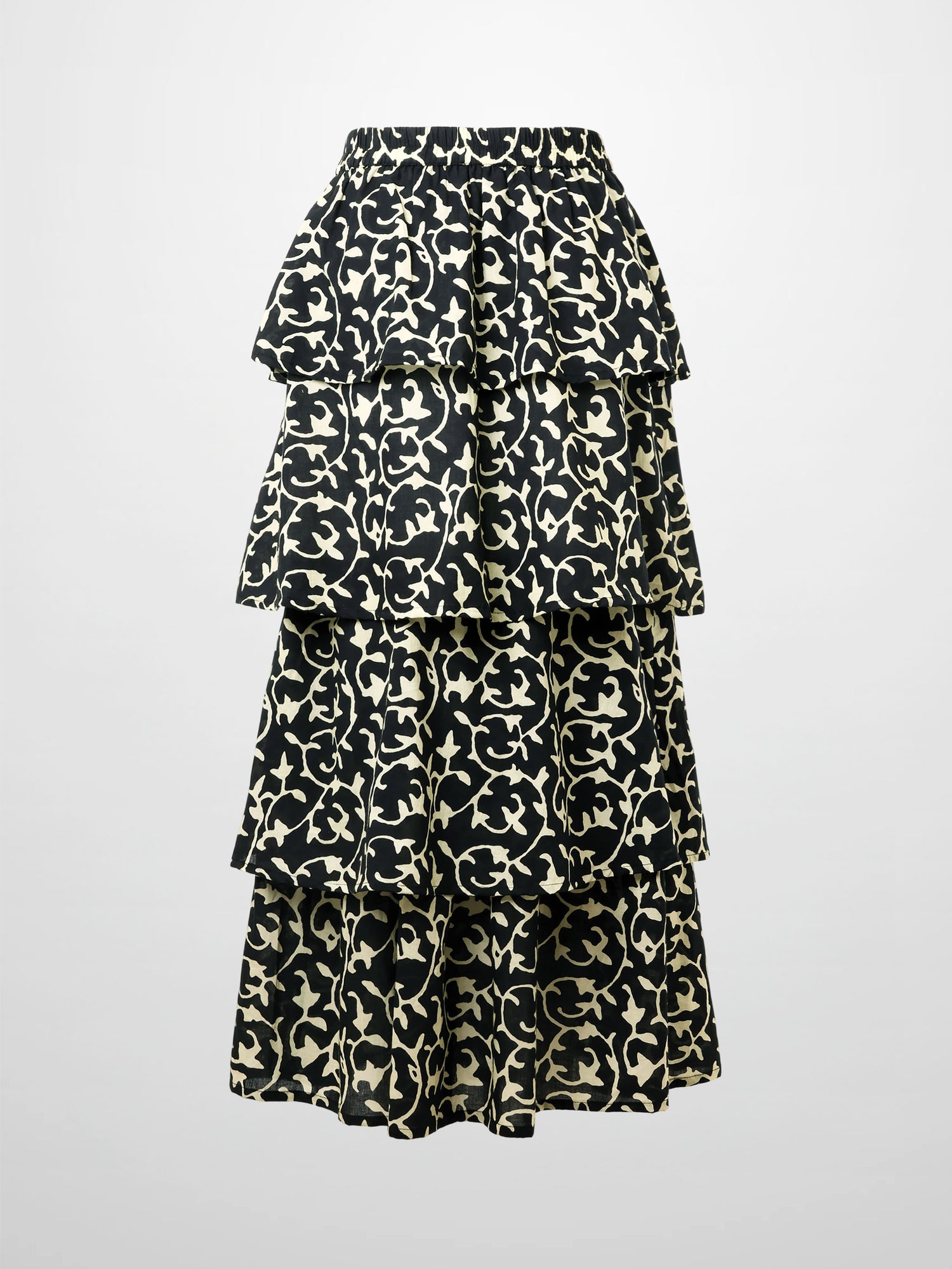 Ruched Top Layered Skirt-Navy Vines