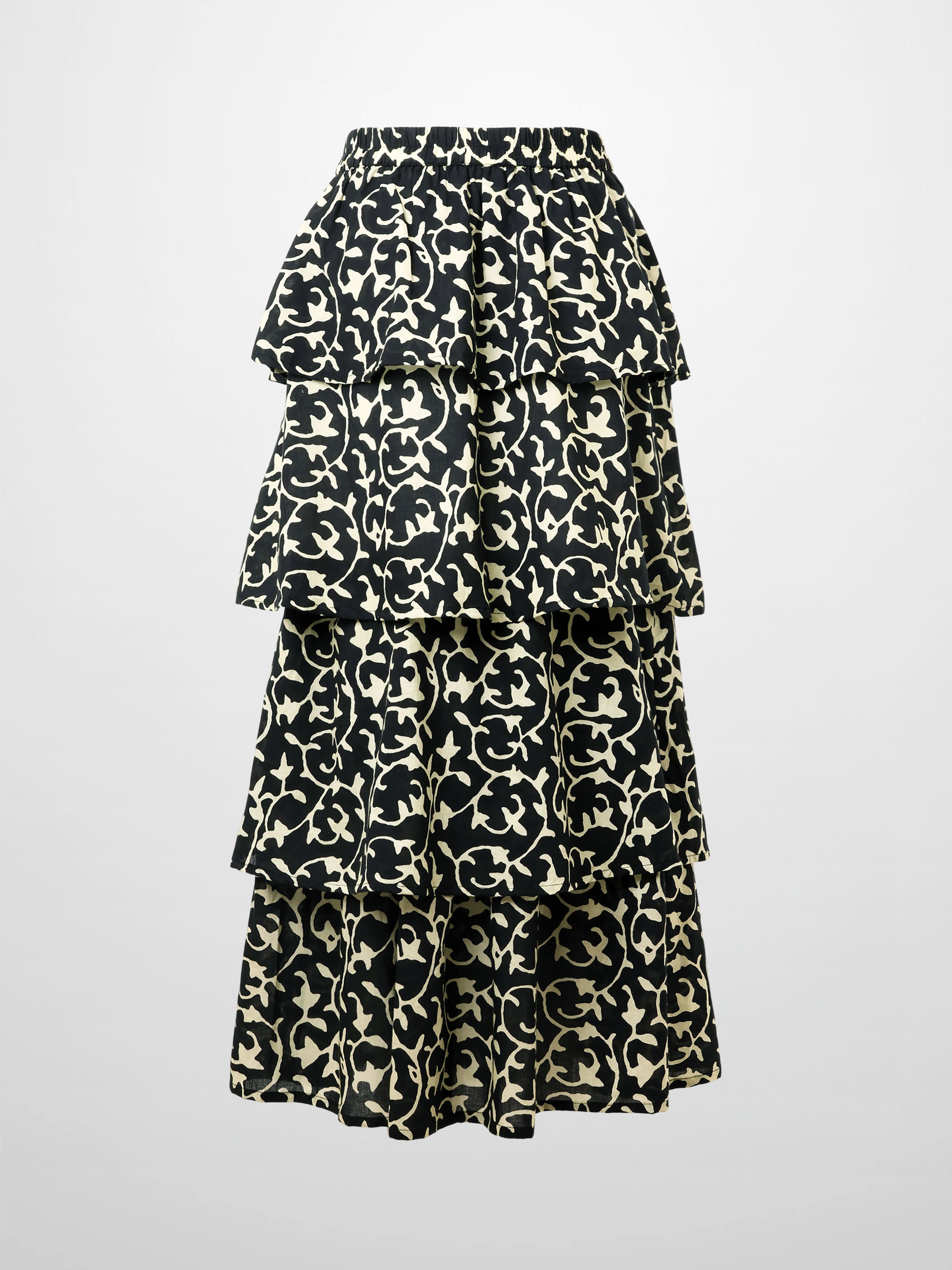 Ruched Top Layered Skirt-Navy Vines