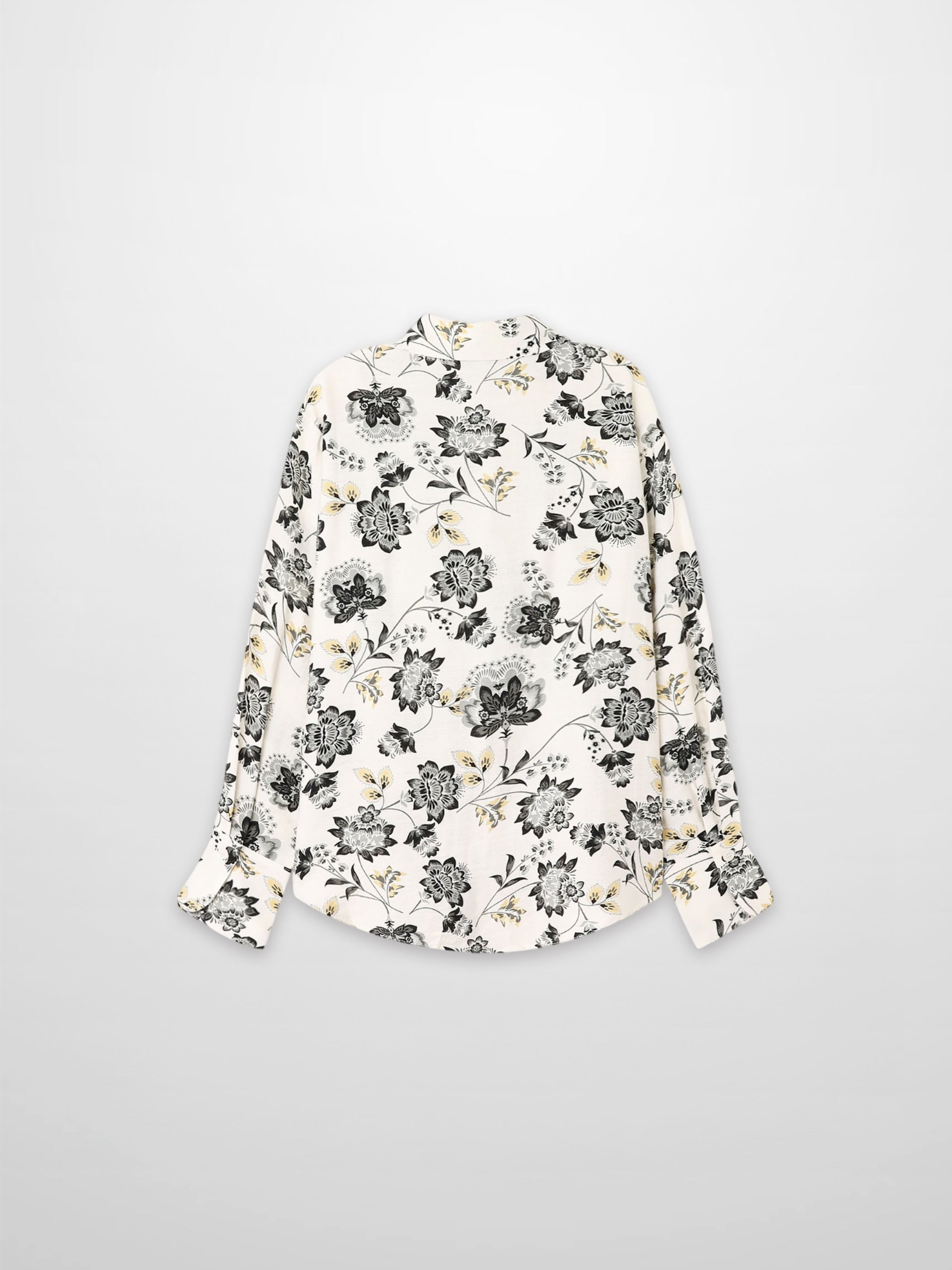 Button Down Collared Blouse-Black/White Floral