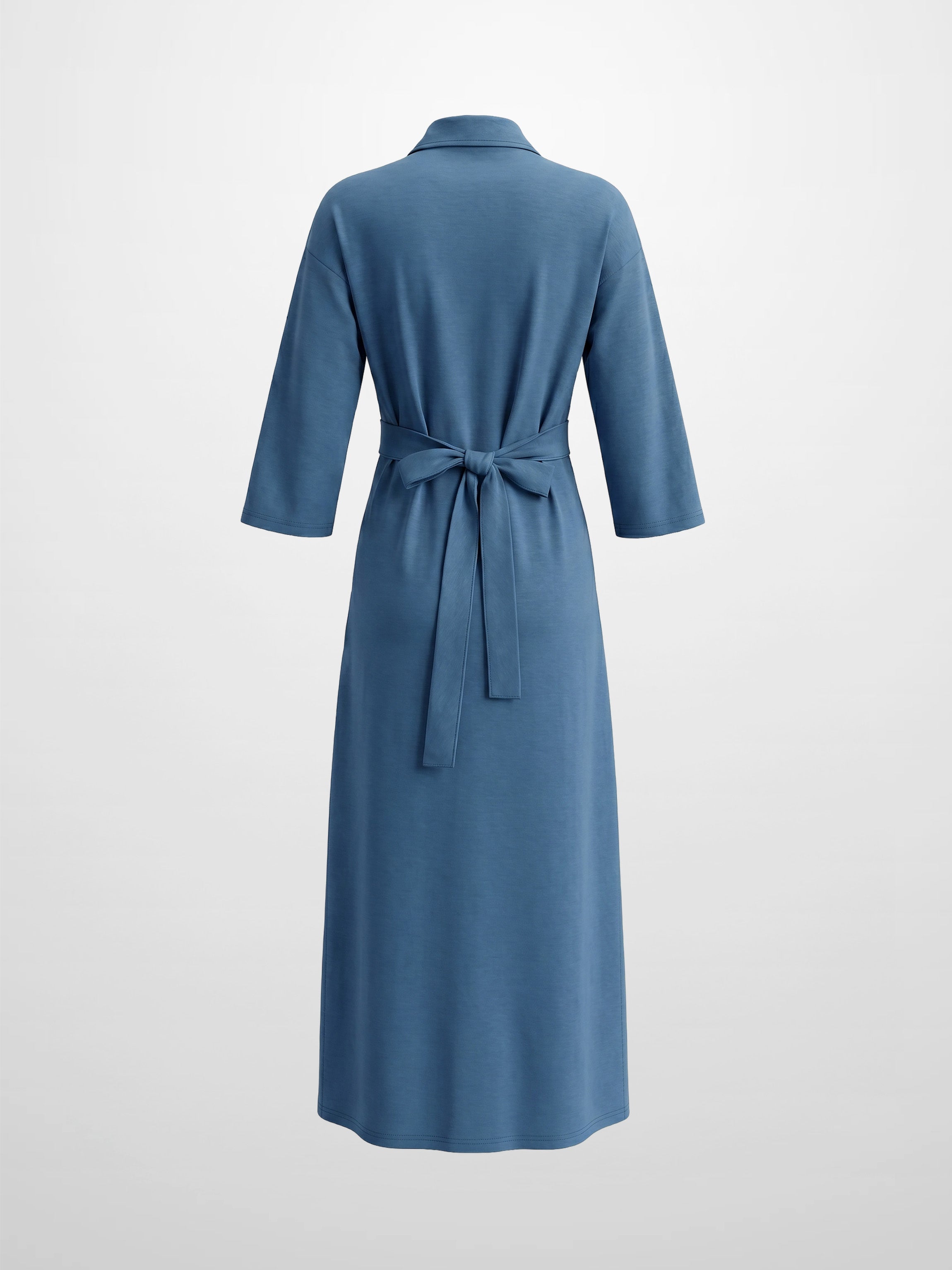 Waist Tie Button Down T-Shirt Dress-Blue Dusk