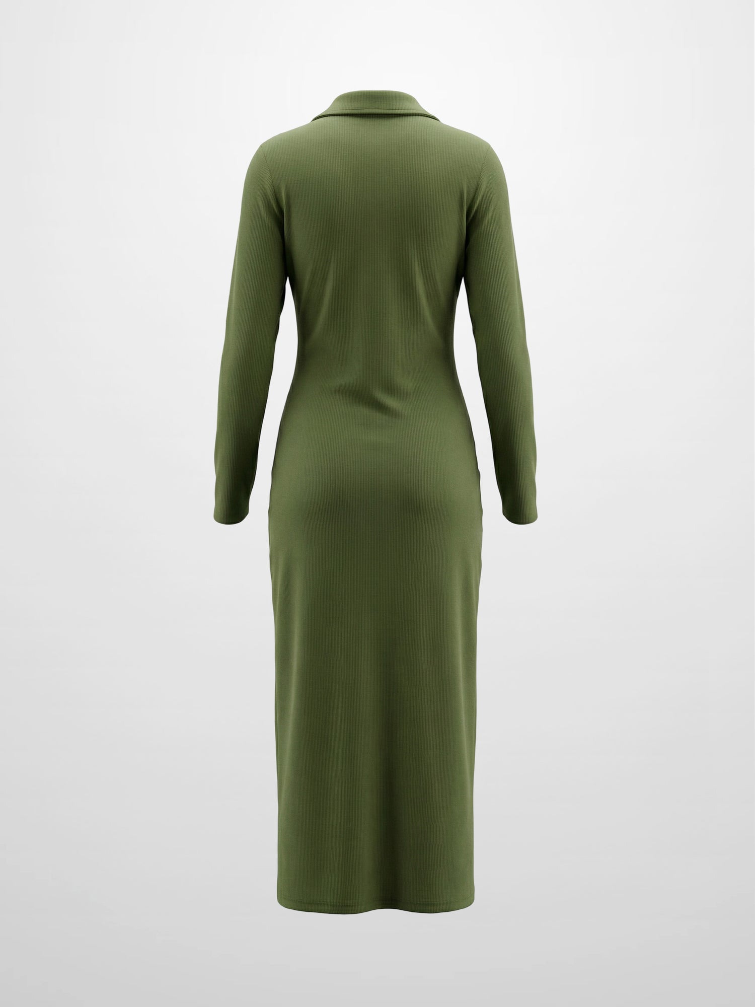 Button Down Ribbed Maxi Dress-Olive