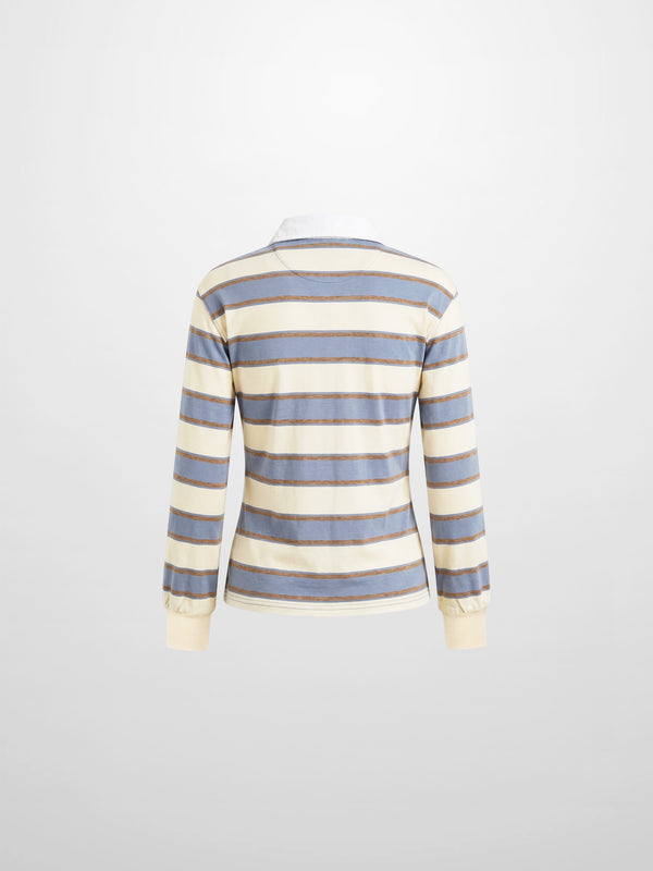 Wide Stripe Rugby T-Shirt-Light Blue Stripe