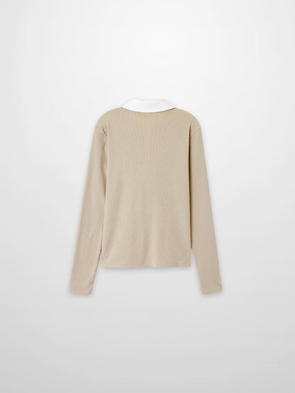 White Collar Polo-Tan