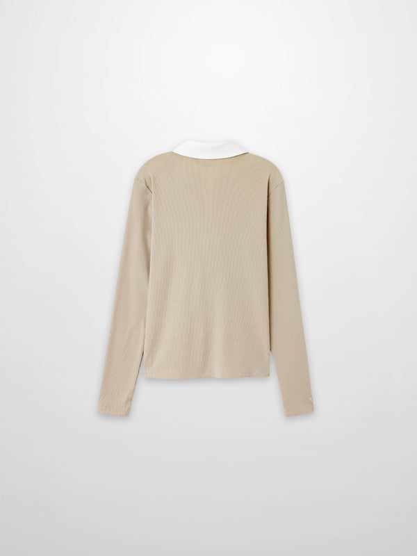 White Collar Polo-Tan