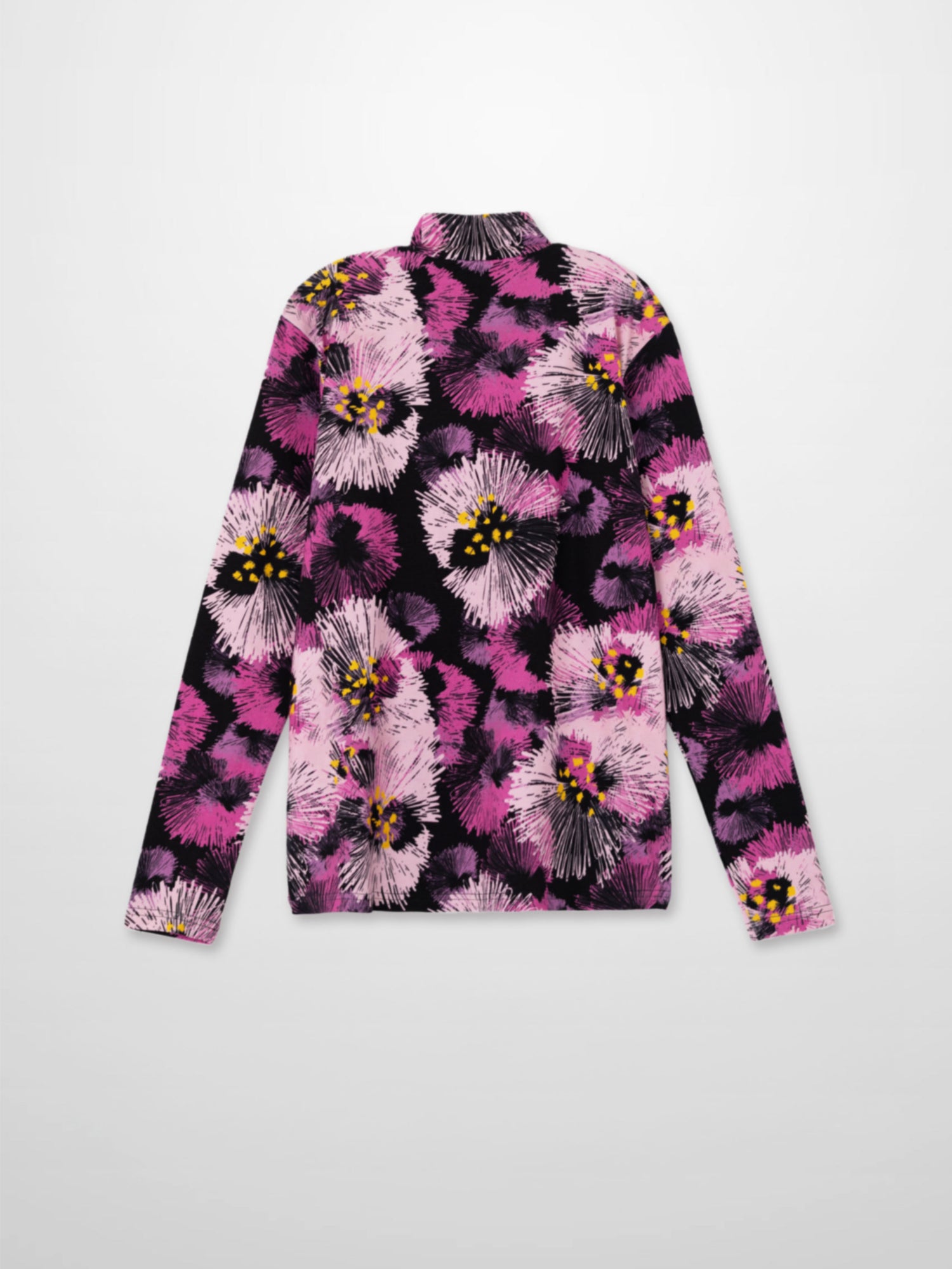 Boxy Printed Modal Turtleneck-Flower Burst