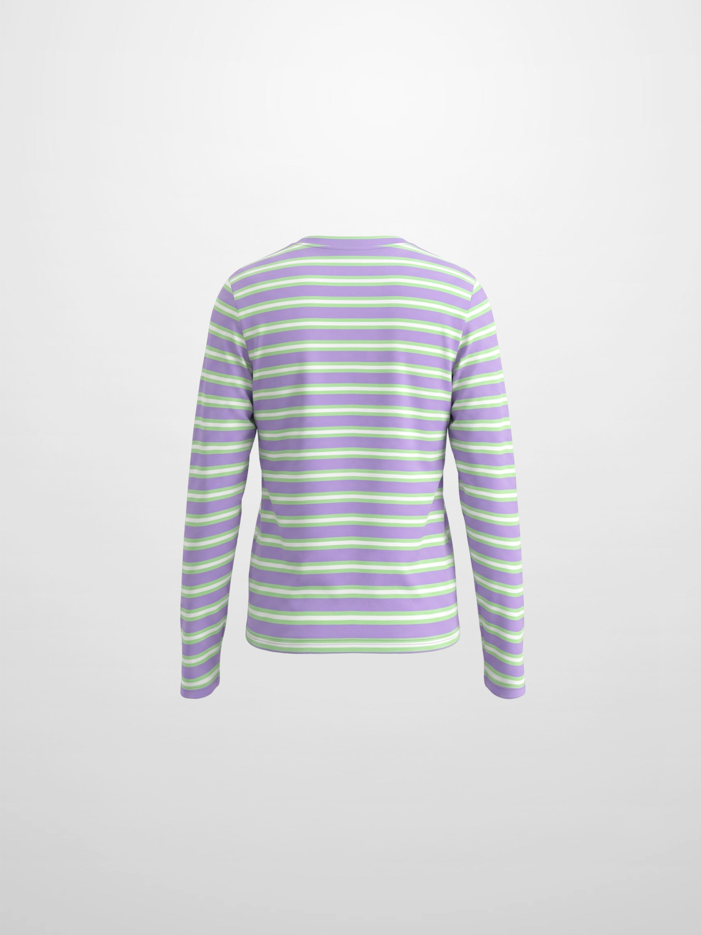 Embroidered Crown Striped Tee-Lavender/Mint/White