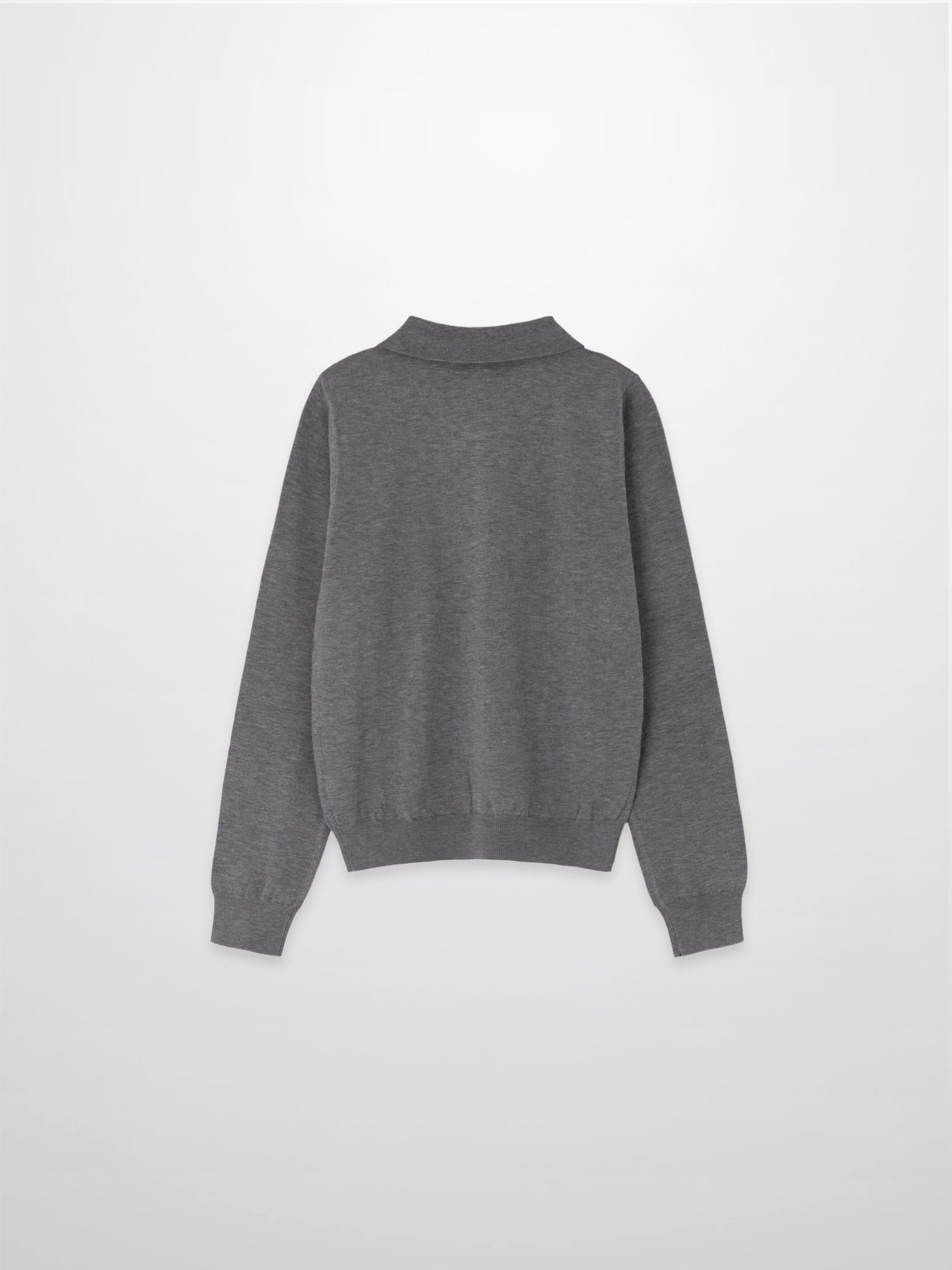 Wool Blend Collared Cardigan-Grey