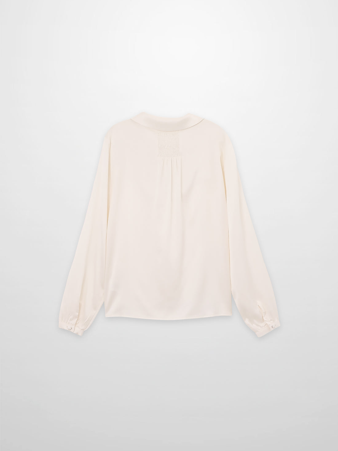 Faux Satin Micro Stitch Blouse-Cream