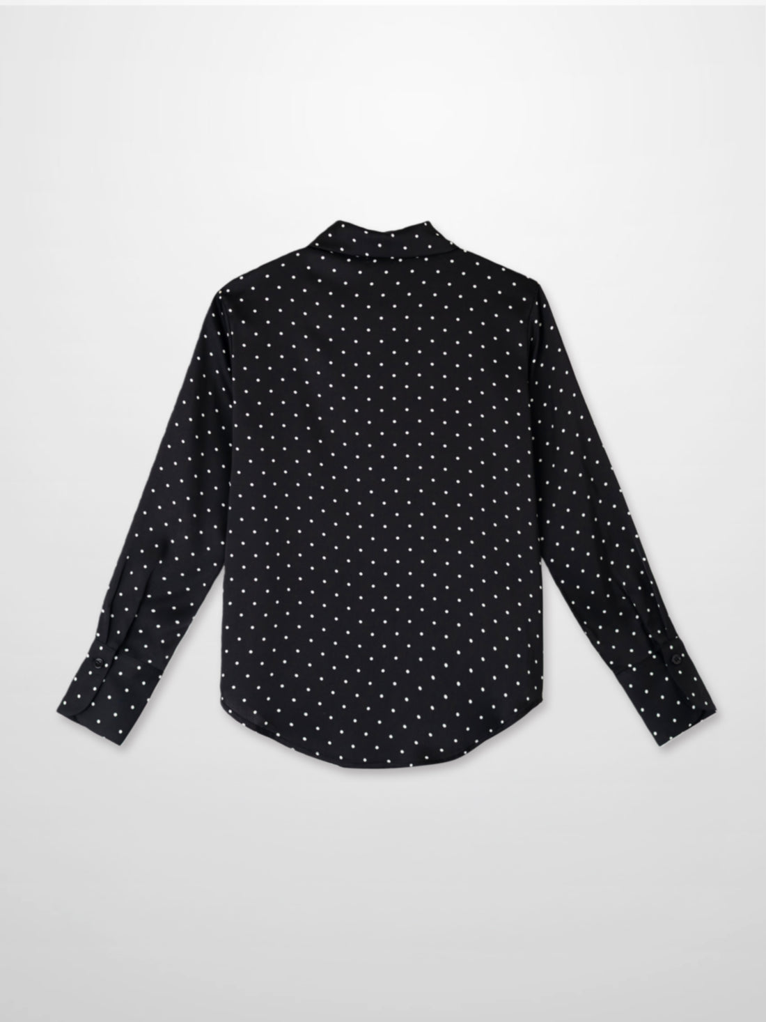 Oversized Satin Blouse-Black/White Small Polka Dot