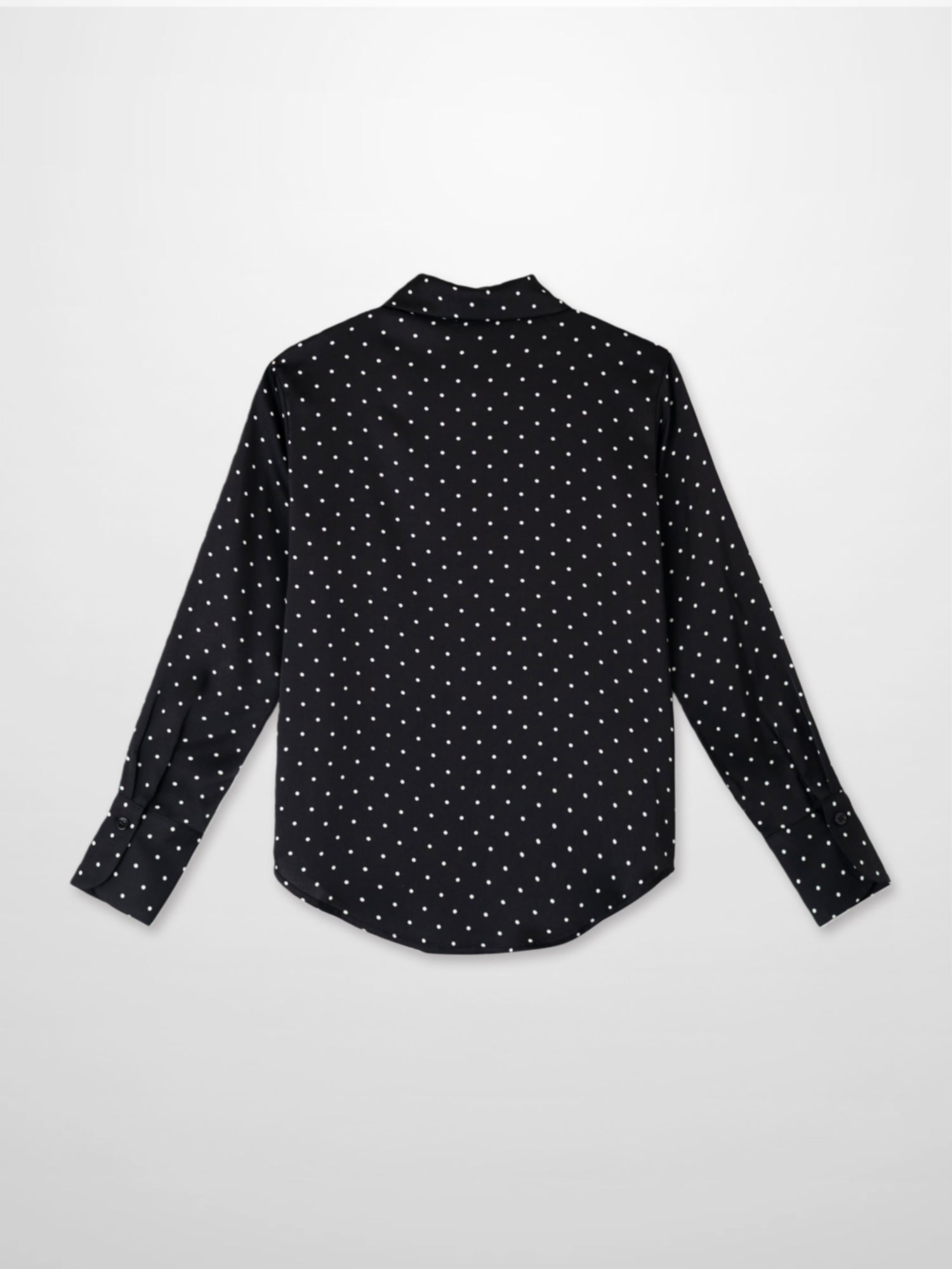 Oversized Satin Blouse-Black/White Small Polka Dot