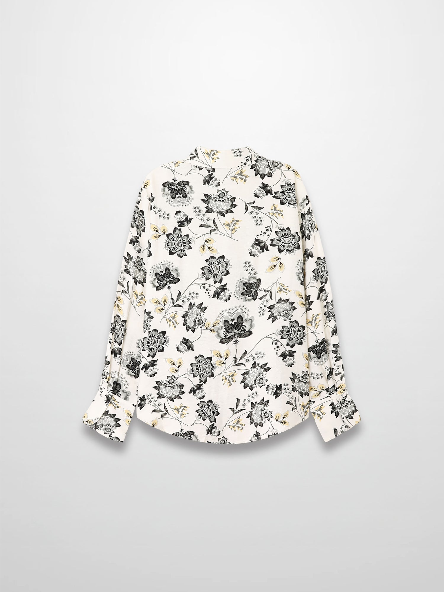 Button Down Collared Blouse-Black/White Floral